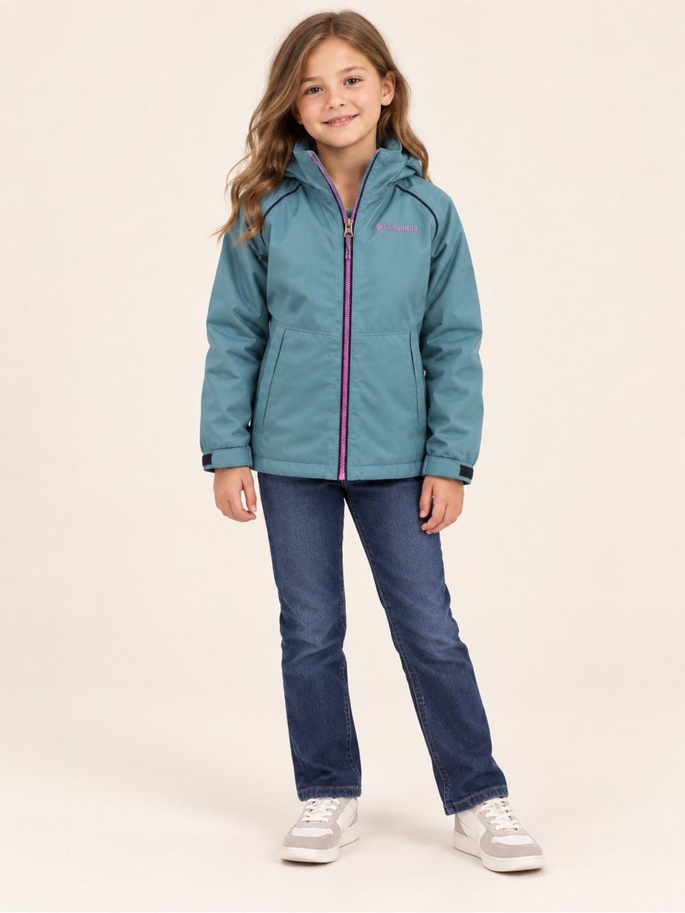 Columbia Girls Small Teal Purple Omni-Heat Hooded Winter Ski Jacket Outgrown